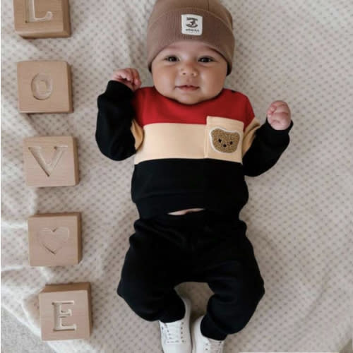 SHEIN Newborn Baby Boy Cute Patchwork Top And Pants Set, Casual | SHEIN USA