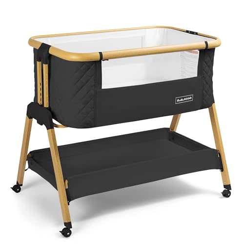 3 in 1 Baby Bassinet with Wheels, Portable Bedside Sleeper for Baby with 7 Adjustable Heights and Foam Mattress, Baby Bedside Crib for Newborns and Infants with Storage Basket, Carry Bag Included