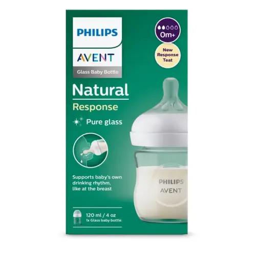 Avent Natural Response Glass Baby Bottle 120ML | Baby Bunting AU
