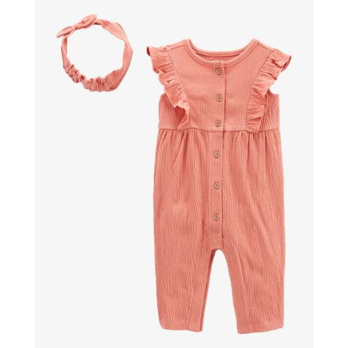 Baby 2-Piece Crinkle Jersey Jumpsuit & Headwrap Set - Carter's | Carter's