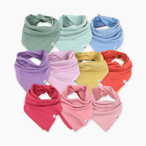 Honest Baby Clothing 10-Pack Organic Cotton Reversible Bandana Bib Burp Cloths - Pink Rainbow Gems, Os