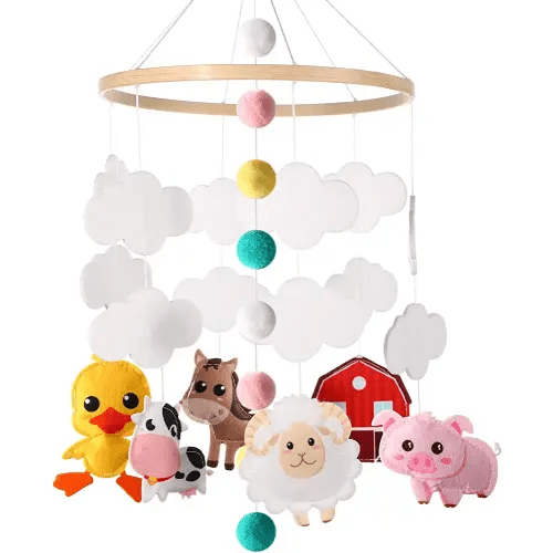 Baby Mobile for Crib Woodland Nursery Room Decor Baby Nursery Decor Jungle Animals Crib Mobile Farm Animals Crib Decorations for Baby Woodland Animals Baby Gifts Felt Nursery Mobiles (Cute Style)