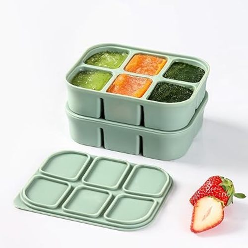 Ice Cube Tray 2 Pack – Stackable Large Silicone Ice Cube Freezer Molds & Easy Release Square Ice Cube Maker with Removable Lid BPA Free for Cocktail,Whiskey,Soup Baby Food