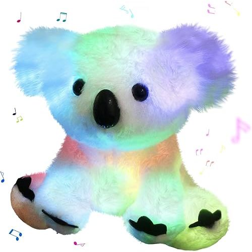 Glow Guards Musical Light up White Koala Stuffed Animal LED Singing Wildlife Soft Plush Toy with Night Lights Lullabies Birthday Idea Gift for Toddlers Kids, 10 feet '