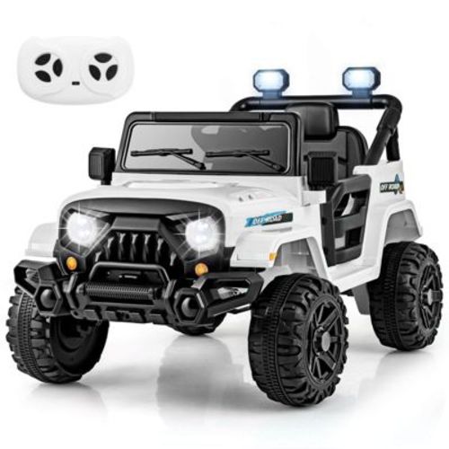 Costway 12V Kids Ride on Truck Car w/Remote Control, Threaded Wheels 3 Speeds LED Lights