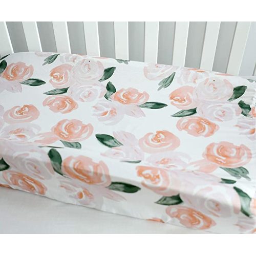 Baby Girls Boy Crib Bedding Changing Pad Cover Changing Table Pads (Blush Watercolor)