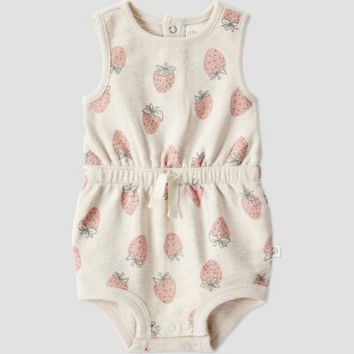 Little Planet by Carter's Organic Baby Girls' Knit Bubble Romper - Newborn: Strawberries Pattern, Sleeveless