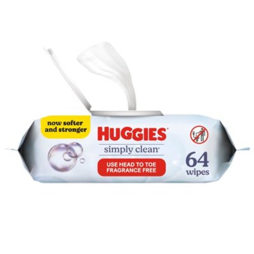 Huggies Simply Clean Baby Wet Wipers, Unscented, 1 Pack, 64 Total Count