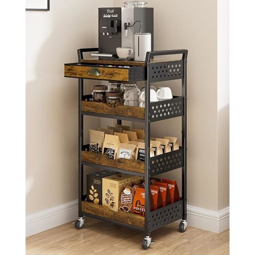 Rolling Storage Cart with Drawer