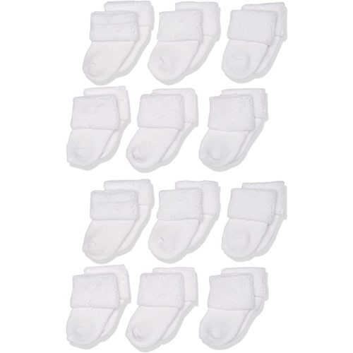 Touched by Nature Unisex Baby Organic Cotton Socks - 0-6 Months - White Terry