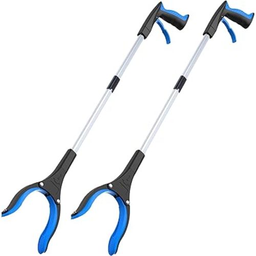 32" Grabber Reacher Tool (2-Pack), Foldable Trash Picker Upper with 360° Rotating Jaw & Magnetic Tip, Heavy Duty Reaching Assist Stick for Seniors, Post Surgery Recovery Must Haves Mobility Aid