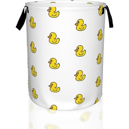Yellow Duck Cute Laundry Basket Waterproof Foldable Laundry Hamper,Dirty Clothes Laundry Basket, Linen Bin Storage Organizer for Toy Collection 16" x 20"