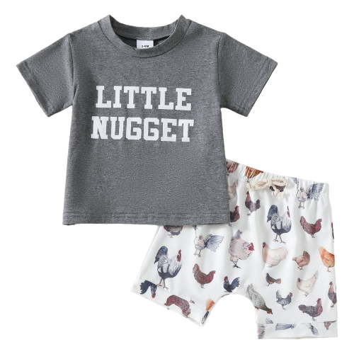 Huesdet Toddler Baby Boys Summer Outfit Color Block Short Sleeve Button-Up Shirt and Shorts Cute and Comfortable 2-Piece Set for Summer Playwear(Grey,6-12 Months)