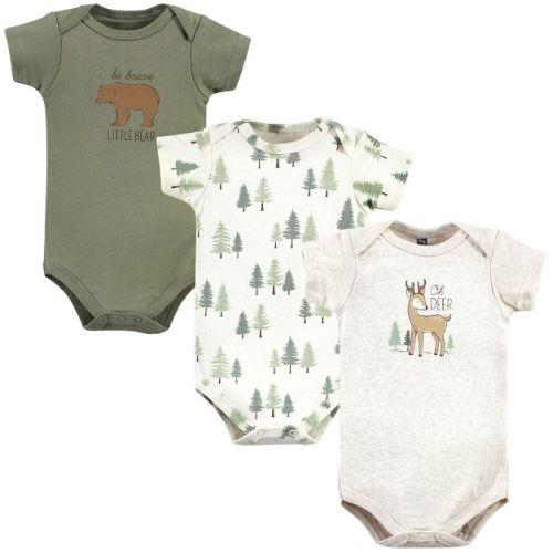 Hudson Baby Cotton Bodysuits, Forest Deer 3-pack, 9-12 Months