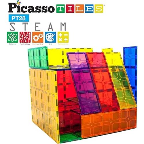 PicassoTiles Large Stabilizer Building Block Base Jumbo XL Plate Foundation Kit Magnetic Building Blocks Magnet Tiles Stacking STEM Toy Set