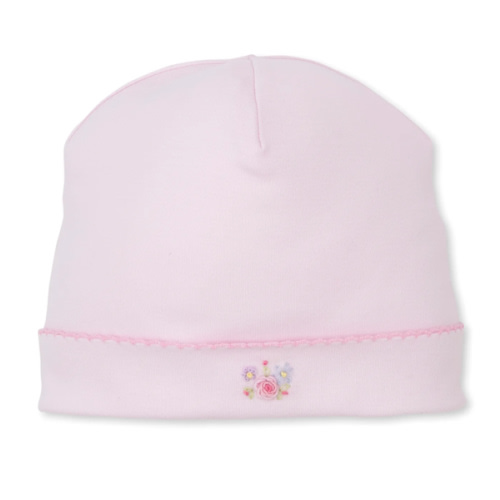 Kissy Kissy Premier Flowers & Vines Hand Emb. Hat in Pink - NB
