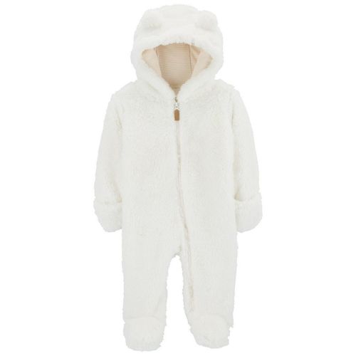 Baby Carter's White Hooded Ear Quilted Jumpsuit
