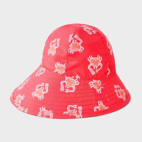 Baby Boys' Reversible Crab Swim Hat - Cat & Jack™ Orange 6-12M: UPF 50+ Protection, Lightweight Woven Fabric, Pull-On Closure