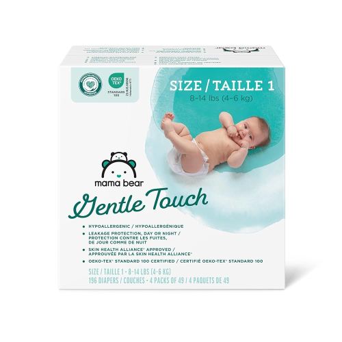 Amazon Brand - Mama Bear Gentle Touch Diapers, Size 1, 200 Count (4 packs of 50)