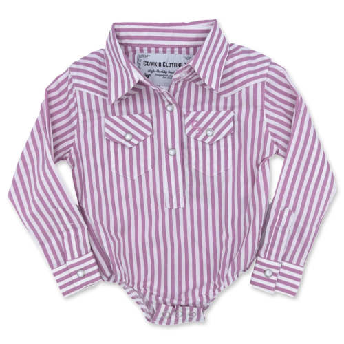 Pink & White Stripe Long Sleeve Pearl Snap Onesie – Cowkid Clothing Company
