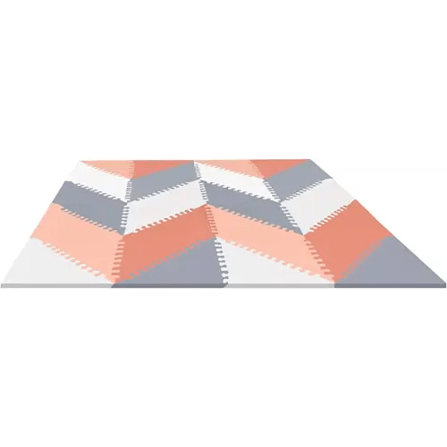 Skip Hop Baby Play Mat, Interlocking Foam Floor Tiles, 70" x 56", Playspot, Grey/Peach