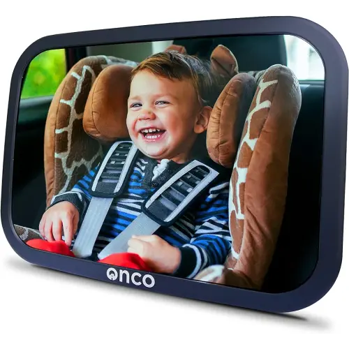 Onco Baby Car Mirror Rear Facing - Double Award-Winning Car Mirror for Baby, 100% Shatterproof Baby Mirror for Car Journeys, Shakeproof Car Seat Mirror for Baby Rear Facing, Universal Car Mirror Baby
