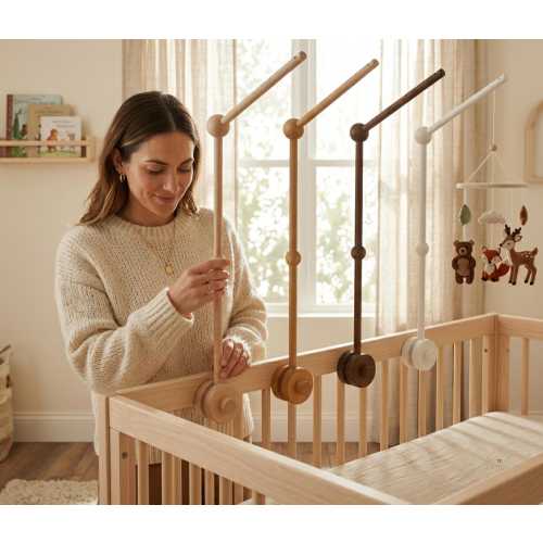 Natural Wood Baby Crib Mobile Hanger Arm: Universal Fit, Walnut Mobile Arm, Baby Mobile, Mobile Baby, Foldable Crib Arm, Beech Wood