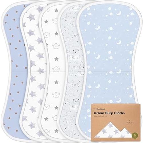 Organic Burp Cloths for Baby Boys and Girls -5-Pack Ultra Absorbent Burping Cloth, Burp Clothes,Newborn Towel, Milk Spit Up Rags, Burpy Cloth Bib for Unisex, Boy,Girl,Burping Rags (Constellation)