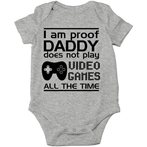 CBTwear Proof Daddy Does Not Play Video Games All the Time - Baby Clothes - Funny Newborn Bodysuit Outfits for Boys and Girls