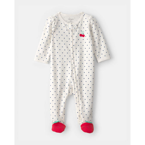 Baby Girl Cherry 2-Way Zip 100% Cotton Sleep & Play Pajama - White | Carter's