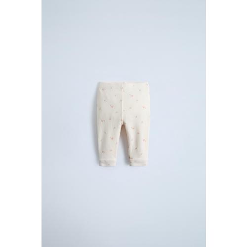 FLORAL RIBBED LEGGINGS - Light pink | ZARA United States