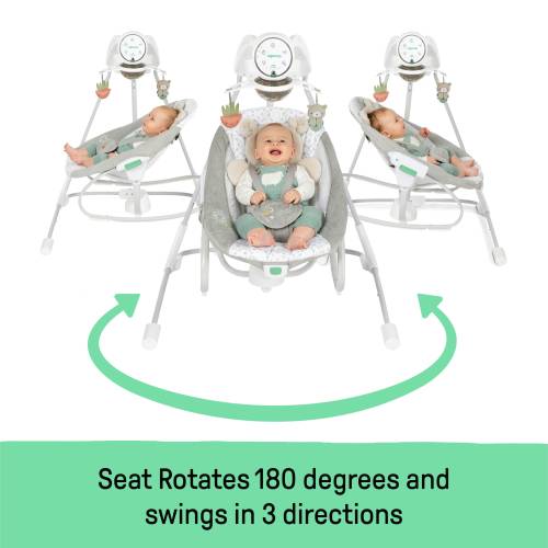 InLighten Soothing Swing & Rocker, Vibrating Swivel Infant Seat, Soothing Sounds, USB - Nate