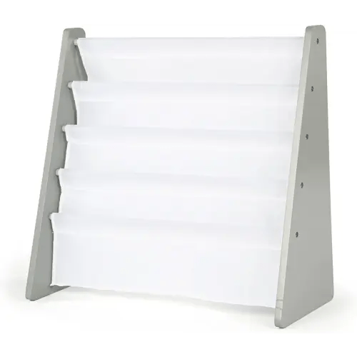 Humble Crew, Grey/White Kids Book Rack Storage Bookshelf, 4 Tiers