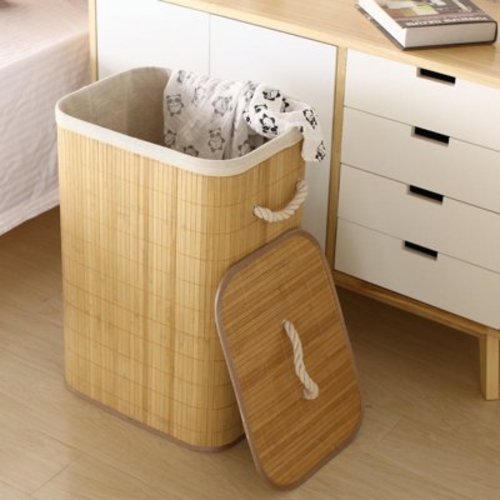 MEHOOM 55L Boho Large Laundry with Lid, Bamboo Collapsible Laundry Basket with Handles, Decorative Hamper Baskets for Organizing Blankets Clothes, Foldable Removable Liner Bag Storage Baskets