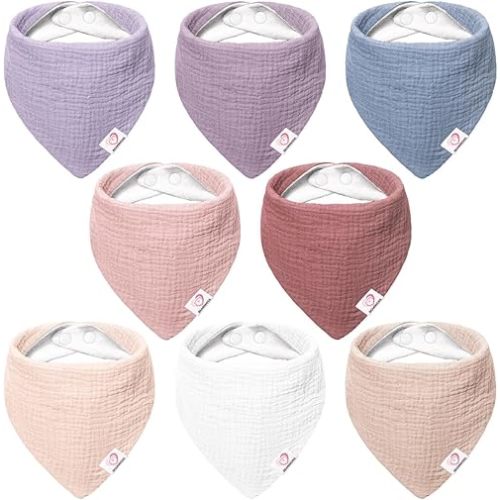 Bearmoss Muslin Baby Bibs 100% Cotton Baby Bandana Drool Bibs for Unisex Baby Girls Boys Drooling and Teething