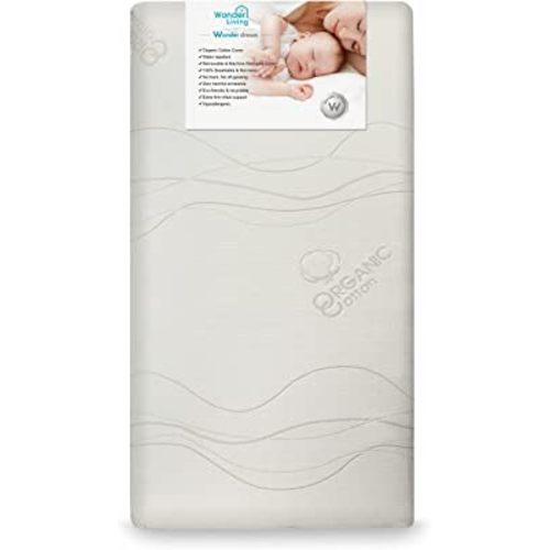 Wonder Dream Baby Crib Mattress and Toddler Mattress, Organic Cotton, 100% Breathable, Non Toxic, No VOC's, Hypoallergenic