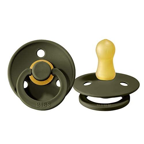 BIBS Pacifiers | Natural Rubber Baby Pacifier | Set of 2 BPA-Free Soothers | Made in Denmark | Hunter Green | Size 6-18 Months
