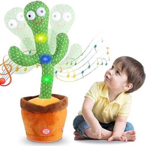 Kids Dancing Talking Cactus Toys for Baby Boys and Girls, Singing Mimicking Recording Repeating What You Say Sunny Cactus Electronic Light Up Plush Toy with 120 English Songs Smart Toy