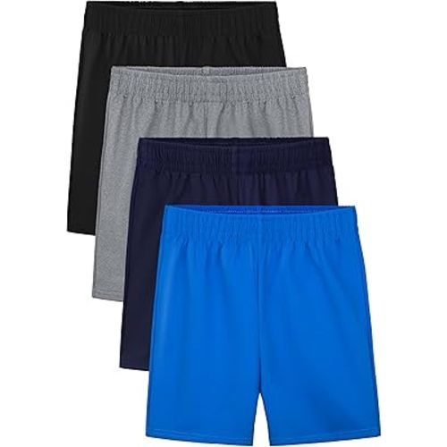 Resinta 4 Pack Toddler Boys Basketball Shorts Boys Sports Shorts Little Boys Pull On Performance Shorts Kids Soccer Shorts