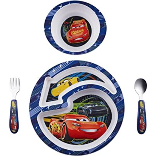 The First Years Disney/Pixar Cars Dinnerware Set - Toddler Plates and Toddler Utensils - 4 Count