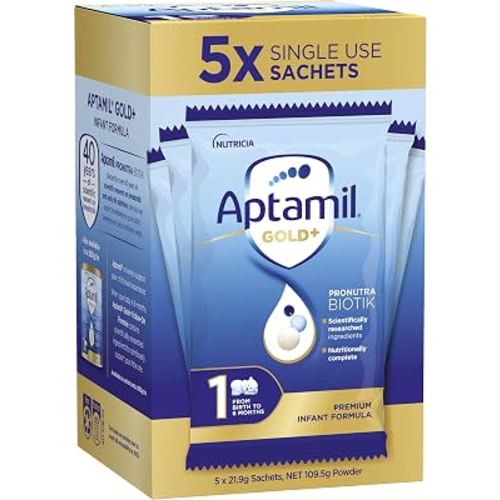 Aptamil Gold+ 1 Baby Infant Formula Powder Sachets From Birth to 6 Months 5 Pack