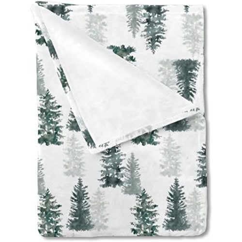 HawSkgFub Pine Trees Forest Woodland Baby Blanket for Boys Gift, Winter Flannel Fleece Nursery Bed Swaddle Receiving Blankets, Soft Lightweight Newborn Toddler Infant Kids Crib Bedding 40 x 50
