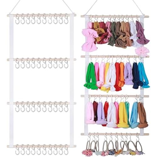 Bow Holder for Girls Hair Bows-Headband Holder for Girls Baby Head Bands Hair Accessories Organizer Storage Wall Hanging Decor for Nursery Toddler Girls Room(White)