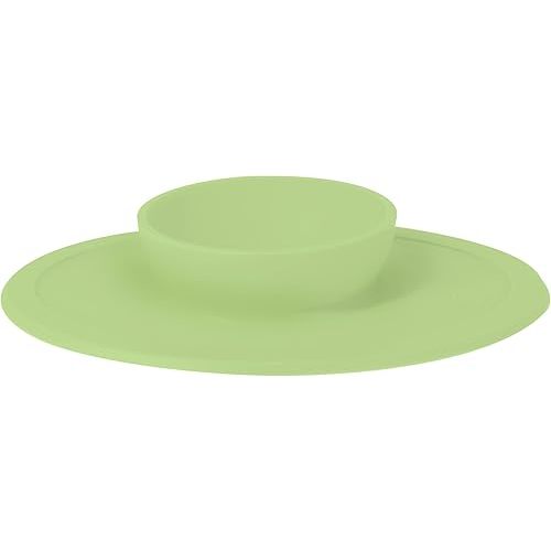 Nuby Sure Grip Silicone Feeding Bowl - Toddler Suction Plate - 6+ Months - Green