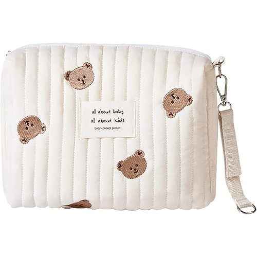 Lushandy Baby Small Diaper Bag Mini Stroller Storage Bag Quilted Cotton Cute Organizer Pouch Kawaii Mommy Bag with Stroller Hooks