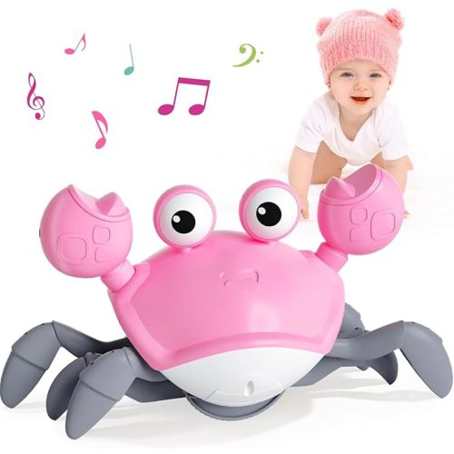 Baby Girl Toys Toddler Gifts: Tummy Time Crawling Crab Baby Toys 6 7 8 9 10 11 12 6-12 9-12 12-18 Months Infant Toddlers Age 1-2 Montessori Musical Toys 1 2 3 Year Old Girls 1st First Birthday Gift
