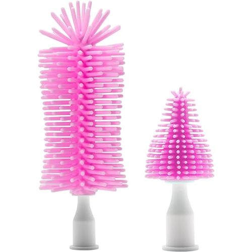 Electric Bottle Brush Cleaner Replacement Heads, Silicone Brush for Electric Bottle Cleaner Set, Replacement Electric Baby Bottle Brush Heads for Baby Bottle, Nipple, and Cup, Pink