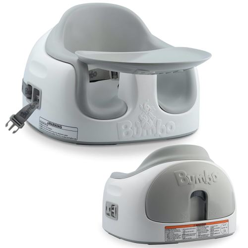 Bumbo 3-in-1 Multi-Seat for 6 to 36 Months, Travel Baby Feeding & Play Floor Seat, All-in-One Portable Booster with Tray & Toddler High Chair, Cool Grey
