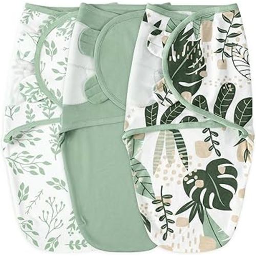 Yoofoss Baby Swaddles 0-3 Months 100% Organic Cotton Newborn Swaddle Blanket 3 Pack Tog 0.5 Adjustable Swaddle, Breathable Soft Swaddle Sack (Small)