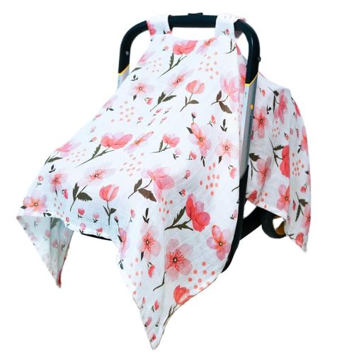 80S Muslin Car Seat Cover for Babies - Soft & Breathable Infant Carrier Canopy, Lightweight Sunshade for Summer, Universal Fit for Baby Boys & Girls